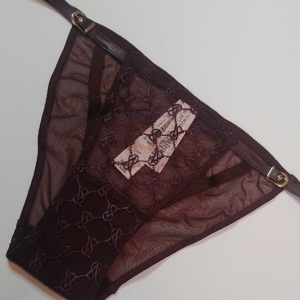 Victoria's Secret Sheer Burgubdy Lingerie Bikini Panty Size Small